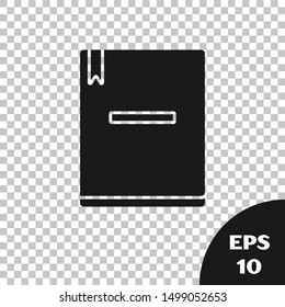 Black Notebook icon isolated on transparent background. Spiral notepad icon. School notebook. Writing pad. Diary for school.  Vector Illustration