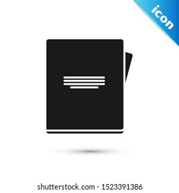 Black Notebook icon isolated on white background. Spiral notepad icon. School notebook. Writing pad. Diary for school.  Vector Illustration