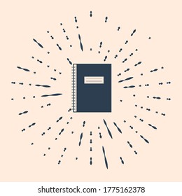 Black Notebook icon isolated on beige background. Spiral notepad icon. School notebook. Writing pad. Diary for business. Notebook cover design. Office stationery items. Vector Illustration