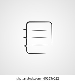 Black notebook icon, isolated on white background. vector eps10