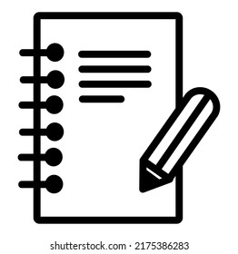 Black Notebook Icon in Outline Form