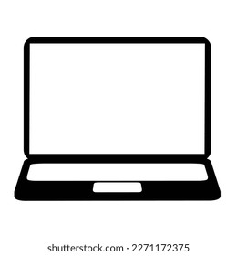 Black Notebook Laptop Vector solid color on White Background Icon Illustration Template. Portable Personal Computer Icons Sign Symbol.