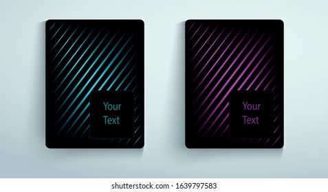 Black notepad with blue and pink lines with place for your text