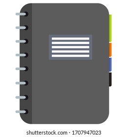 Black Notepad with bookmarks. isolated. Eps 10.