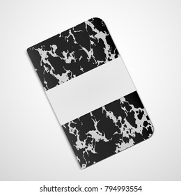 Black Notepad With Marble Cover and Place for Your Branding. Vector Illustration