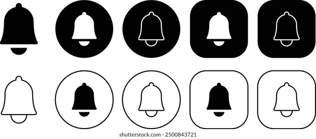 Icono de contorno y timbre de notificación negro