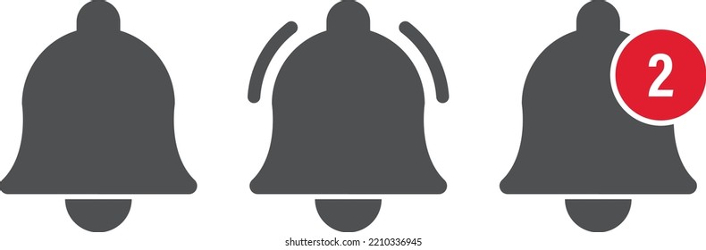 black notification bell vector icon on white