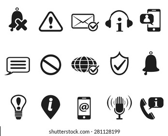black notification and information icons set