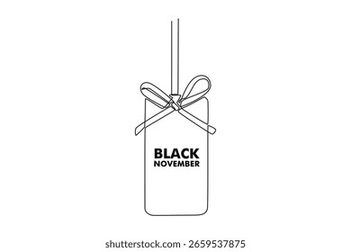Concepto de Noviembre Negro. Diseño de dibujo de línea única. Ilustración gráfica de Vector
