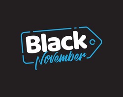 Black November Friday Design Sale Title Banner Simple Vector