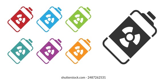 Black Nuclear energy battery icon isolated on white background. Set icons colorful. Vector