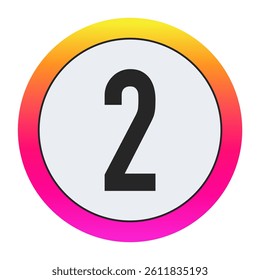 Black Number 2 on light background with vibrant gradient circular frame, ideal for creative, fashion, or modern business branding.