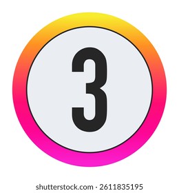 Black Number 3 on light background with vibrant gradient circular frame, ideal for creative, fashion, or modern business branding.
