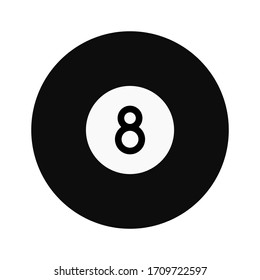 Black number 8 billiard ball isolated on white background - Vector high quality flat style icon illustration 