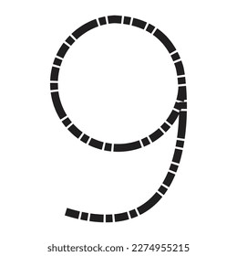 Black number 9 design for math, business and education concept.