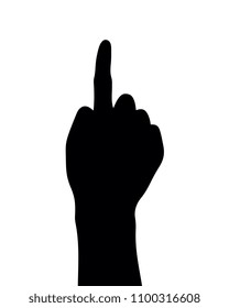 Black Number One Hand Gesture Illustration, Body Language Vector Silhouette