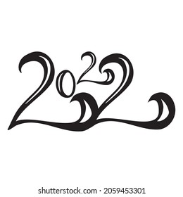 Black numbers 2022 Year of the tiger upcoming New Year holiday - Vector illustration