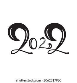 Black numbers 2022 Year of the tiger upcoming New Year holiday - Vector illustration