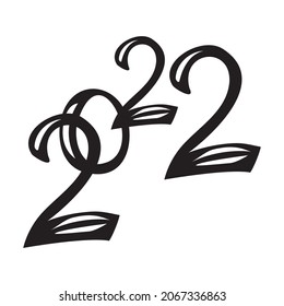 Black numbers 2022 Year of the tiger upcoming New Year holiday - Vector illustration