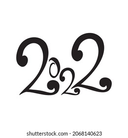 Black numbers 2022 Year of the tiger upcoming New Year holiday - Vector illustration