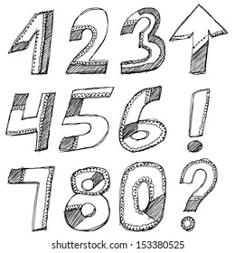 Black numbers on a white background. Sketch. vector set