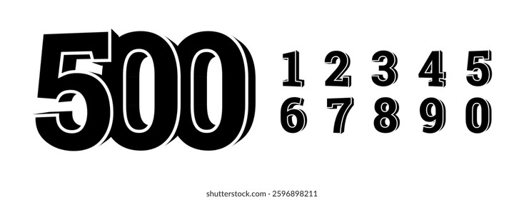Black numbers. Symbol set. Vector illustration