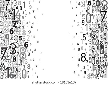 Black numbers vector background with copy space