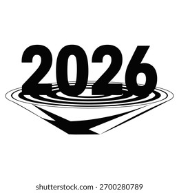 Black numbers year abstract design white