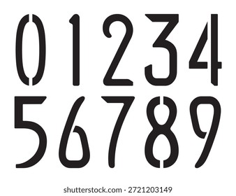 Números pretos de zero a nove. Imagem de vetor de estêncil. Fundo branco
