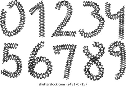 Black numerals. Creative numeral. Geometric design.Line art optical art. Psychedelic background. Monochrome background. Optical illusion style 