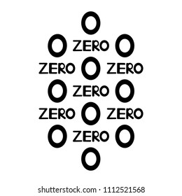 Black numerals and words zero. Vector illustration