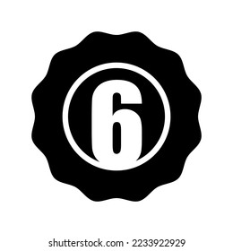 Black Numeric Badge Icon in Trendy Flat Style Isolated Vector Illustration. Number 6