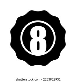 Black Numeric Badge Icon in Trendy Flat Style Isolated Vector Illustration. Number 8