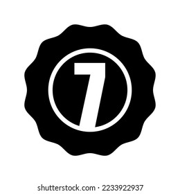 Black Numeric Badge Icon in Trendy Flat Style Isolated Vector Illustration. Number 7
