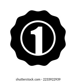 Black Numeric Badge Icon in Trendy Flat Style Isolated Vector Illustration. Number 1
