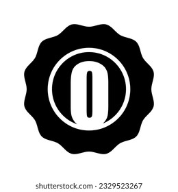Black Numeric Badge Icon in Trendy Flat Style Isolated Vector Illustration. Number 0