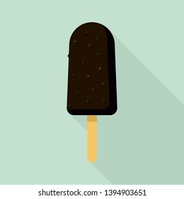 Black nut popsicle icon. Flat illustration of black nut popsicle vector icon for web design