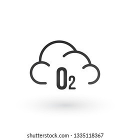 Black o2 cloud oxygen icon, vector illustration isolated on white background. - Shutterstock ID 1335118367