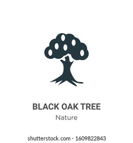Black oak tree glyph icon vector on white background. Flat vector black oak tree icon symbol sign from modern nature collection for mobile concept and web apps design.
