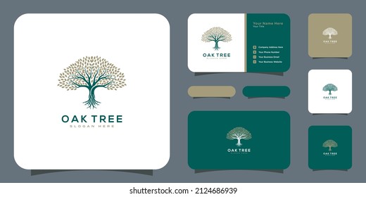 black oak tree logo and roots design