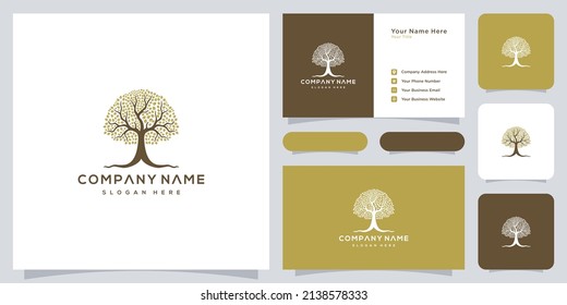 black oak tree logo and roots design