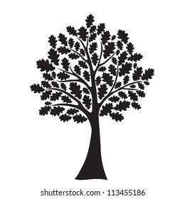 Black Oak Tree, Stylized, Vector For Design