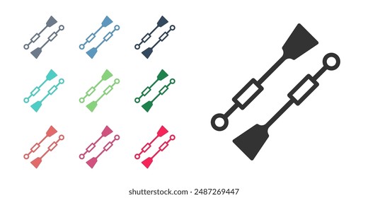 Black Oars or paddles boat icon isolated on white background. Set icons colorful. Vector