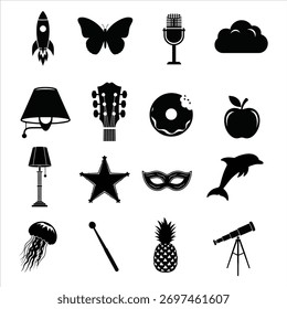 Black Object Silhouette Vector Collection, Flat vector set file icon design illustration, Silhouette Vector set file design 