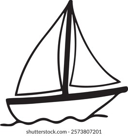 Black ocean boat silhouette vector on white background 
