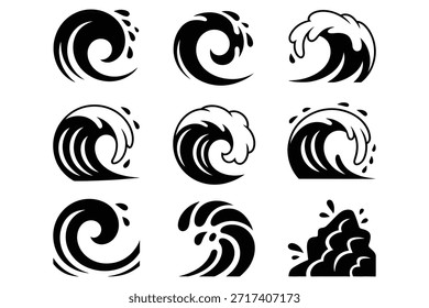 Vetor de águas das ondas do oceano negro