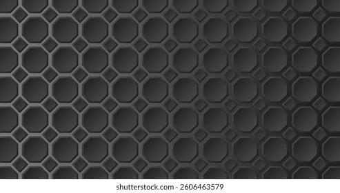 Black octagon background pattern. 3d illustration vector