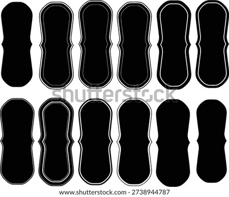 Black Octagon Frame Icons Set Ornate Border Label Collection