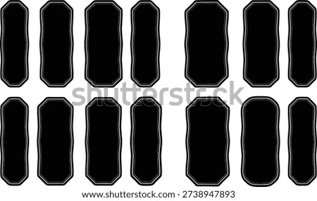 Black Octagon Frame Icons Set Ornate Border Label Collection