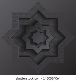 Black octagon holiday design for Muslim festival, islamic pattern. Vector illustration. - Vector